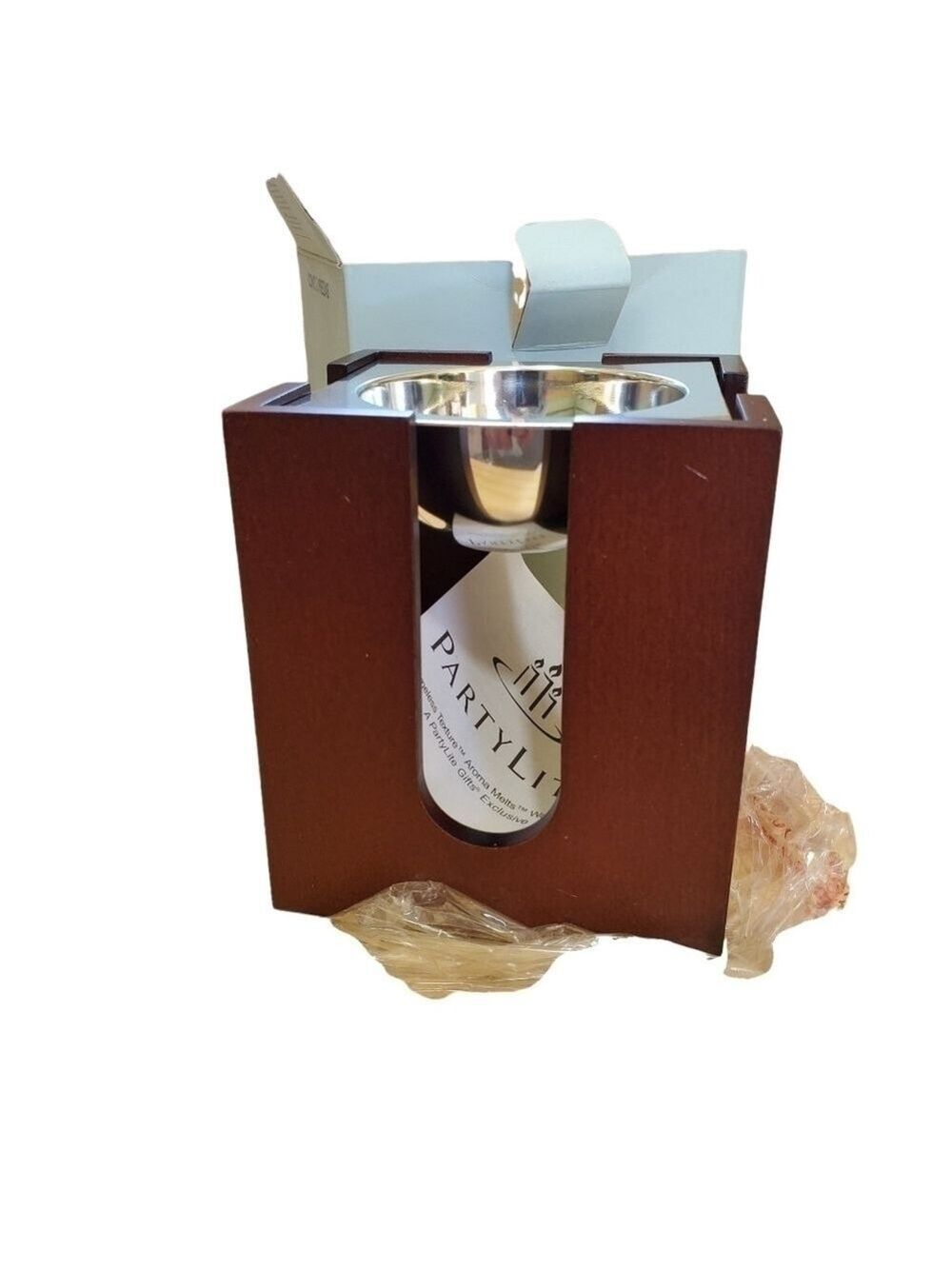 New Partylite P8036 Timeless Texture Aroma Melts Warmer wood & metal